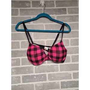 Dollhouse Womens Intimates‎ Sleepwear Push Up Black Pink Plaid Bra Size 36D